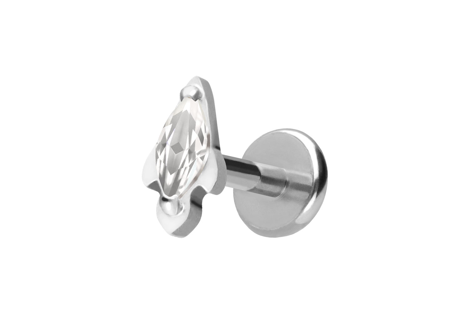 Titan Labret Piercing mit Push Fit KRISTALLRAKETE